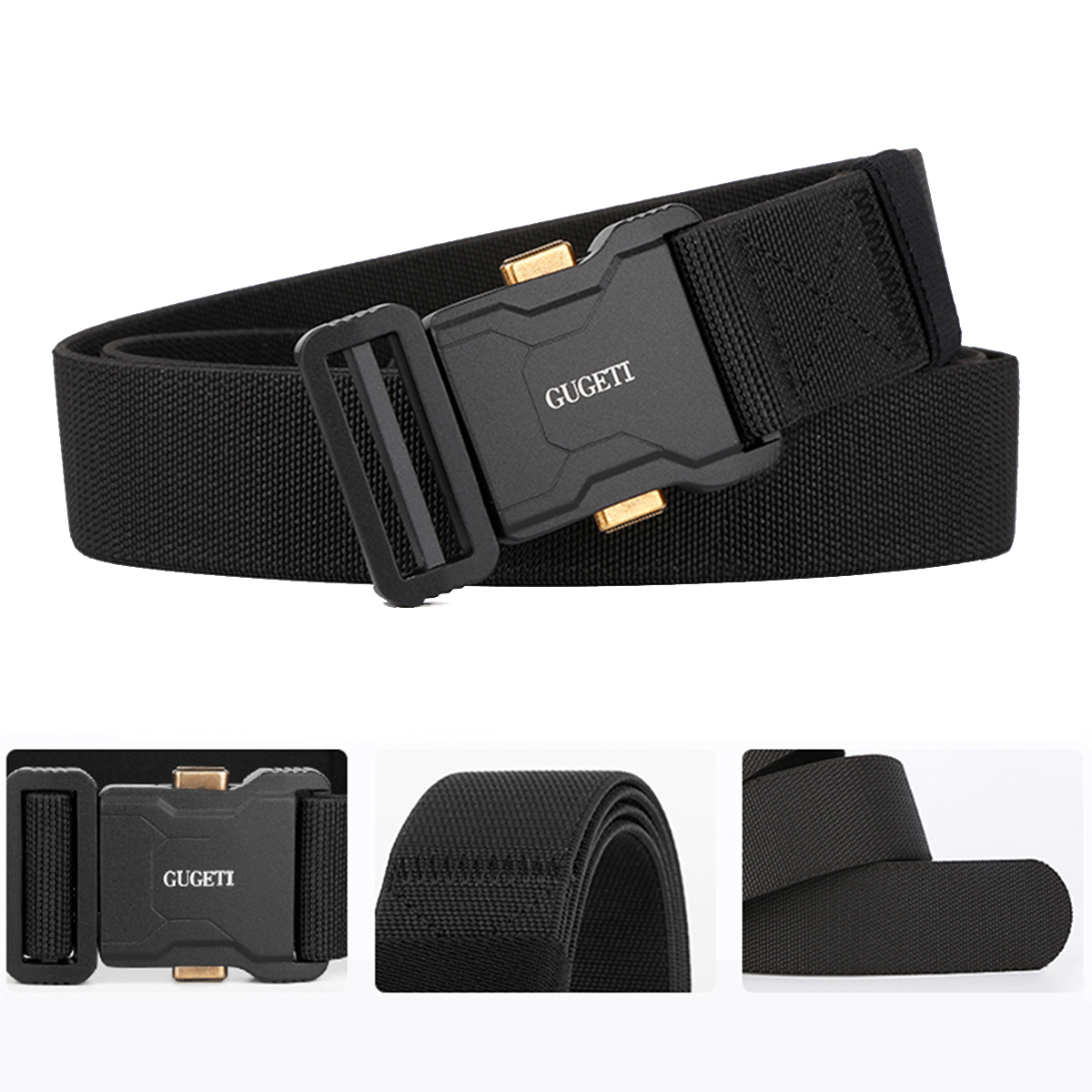 Men's Belt Quick Release buckle Tactical Elastic Belt canvas  fabric belt 3.8cm